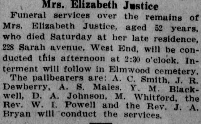 Elizabeth Justice obituary